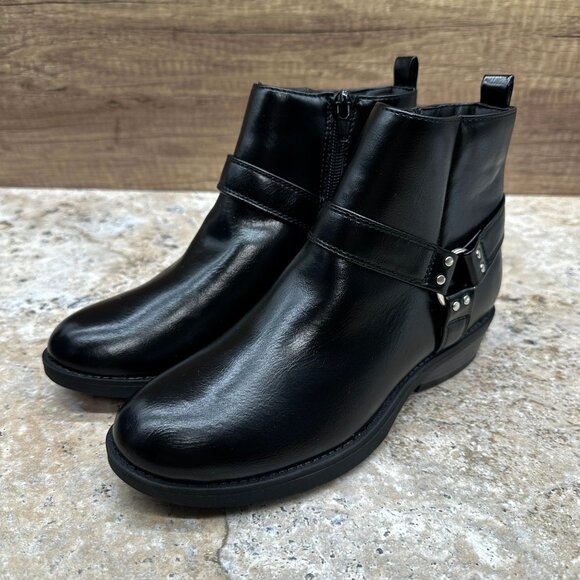 Portland Boot Company Wendy Black Harness Ankle Boots Size 2M Girls Faux Leather - Picture 3 of 10